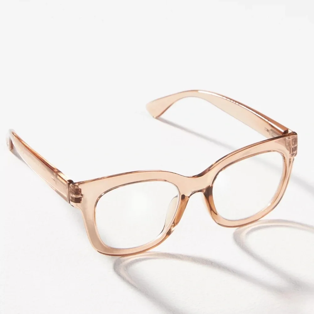NEW from Anthropologie Taupe Blue Light Filtering Glasses +2.00‎